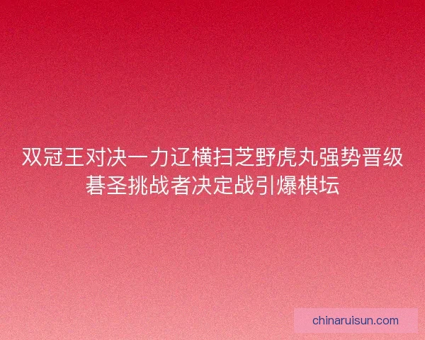 双冠王对决一力辽横扫芝野虎丸强势晋级碁圣挑战者决定战引爆棋坛